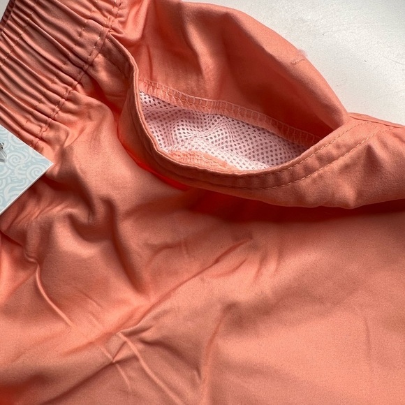 Women’s beach short unisex men swim salmon color solid orange trunk S. - Picture 7 of 13